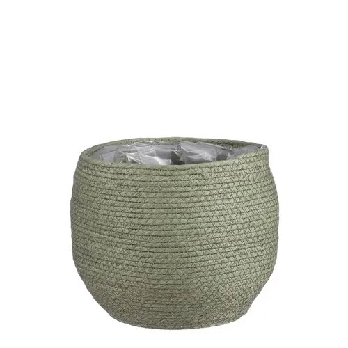 Jardin confort plus:Panier cache-pot coloris vert en osier Jorck Mica Decorations - 24 x Ø 26 cm