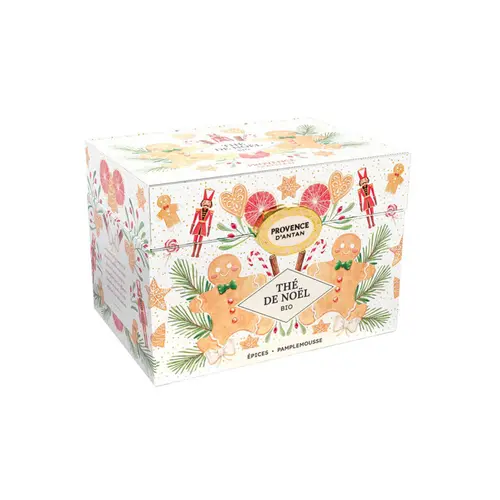 Pratique pour l’extérieur：Thé de Noël épices et pamplemousse bio Provence d'Antan - 36 g dans une boîte en métal