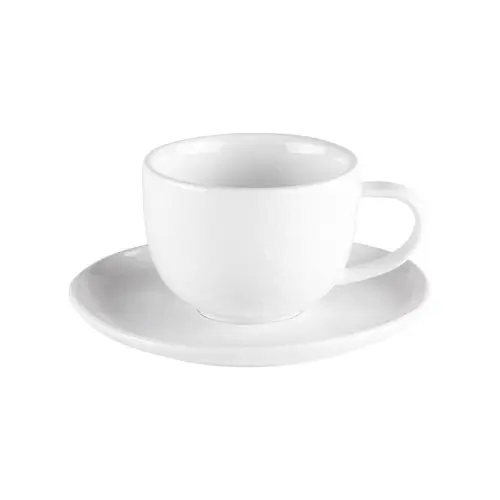 Choix nature：Tasse à café avec sous-tasse en porcelaine blanche Ecume - 9 cl