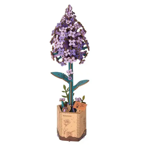 Pour vos moments au jardin：Fleur en bois à assembler Lilas Rowood - 24,5 x 16,5 cm