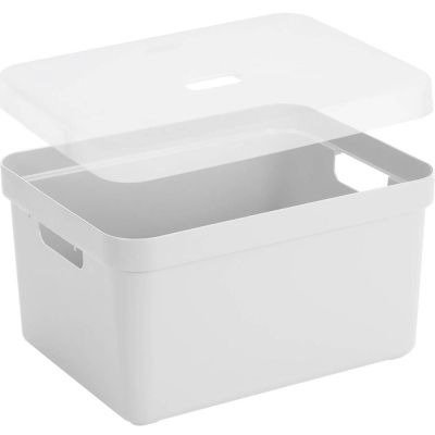 Boite de rangement avec couvercle transparent Sigma home Box 32 L (Blanc)