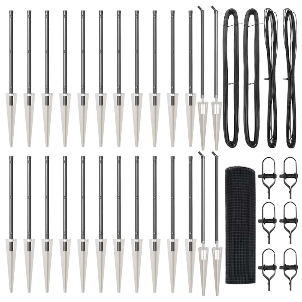 vidaXL Clôture en fil soudé avec pointes 50 x 1 m Gris Maille