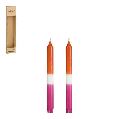 Pour vos projets extérieurs:Ensemble de 2 bougies flambeau dipdye orange - Ø 2,2 x H 25 cm