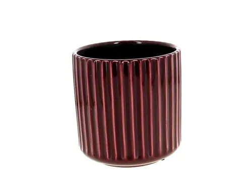 Pour vos espaces:Cache-pot coloris rouge en céramique Orchidée - Ø 13,5 x 14 cm