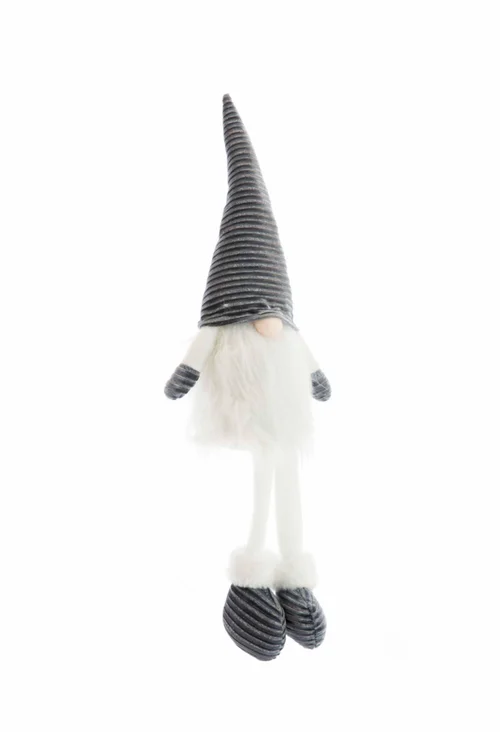 Jardin & loisirs：Gnome assis en tissu avec bonnet spirale en peluche et jambes - 14 x 11 x 62 cm