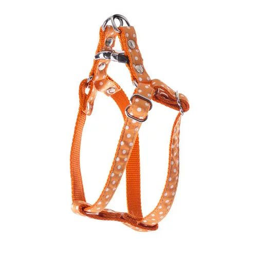Pratique pour l’extérieur：Harnais baudrier Pois pour chien coloris orange - XS