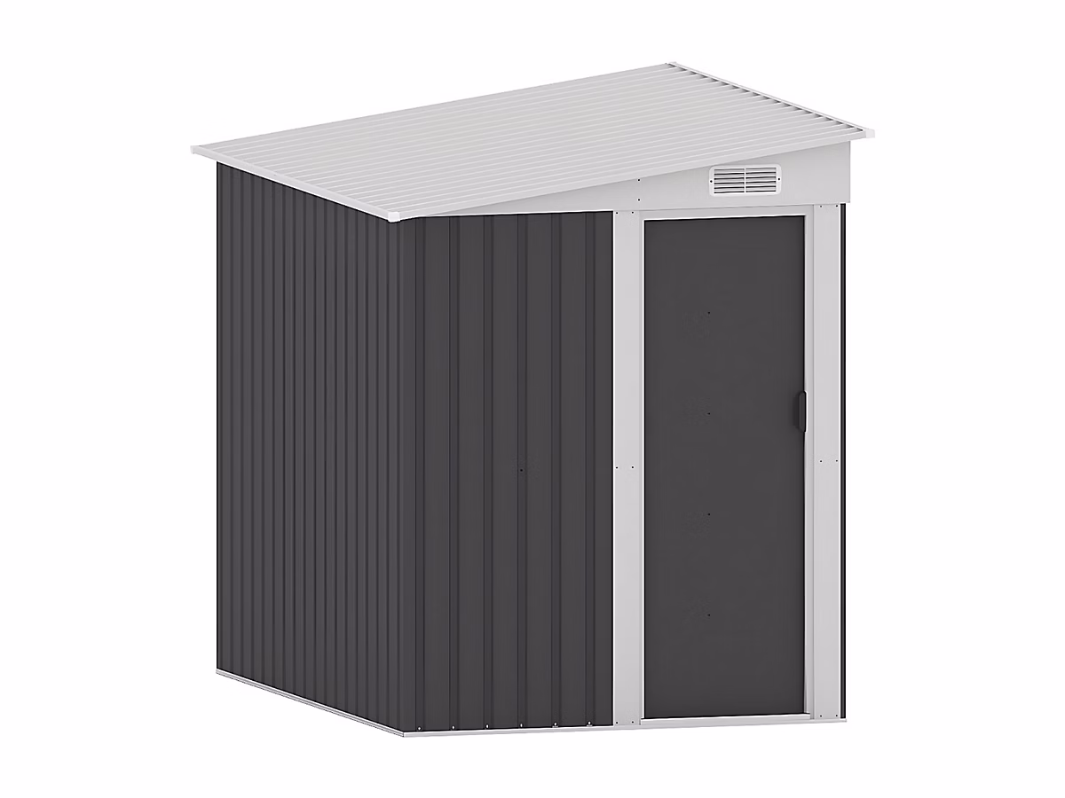 Abri de jardin métal adossé en acier galvanisé anthracite 3 – 15 m², DAXTON
