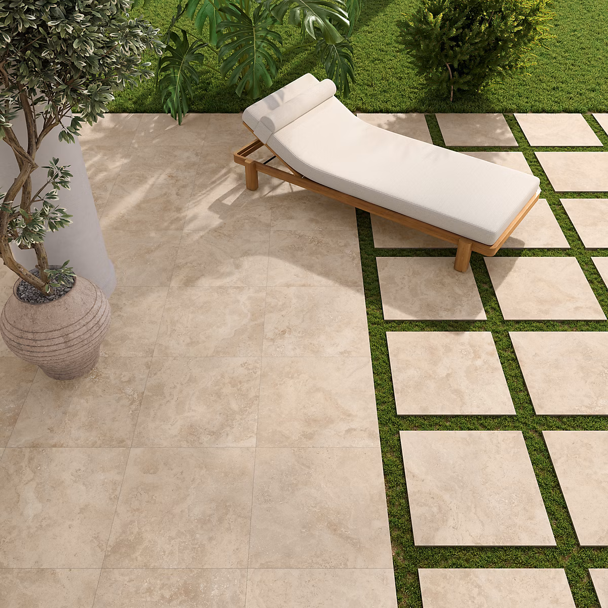 Carrelage sol et mur – Carrelage sol extérieur en grès cérame émaillé effet pierre beige l.60 x L.60 x ép.2 cm Tamiri