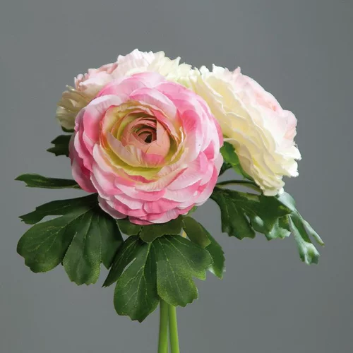 Jardin inspiration：Bouquet de 3 renoncules artificielles roses - 20 cm