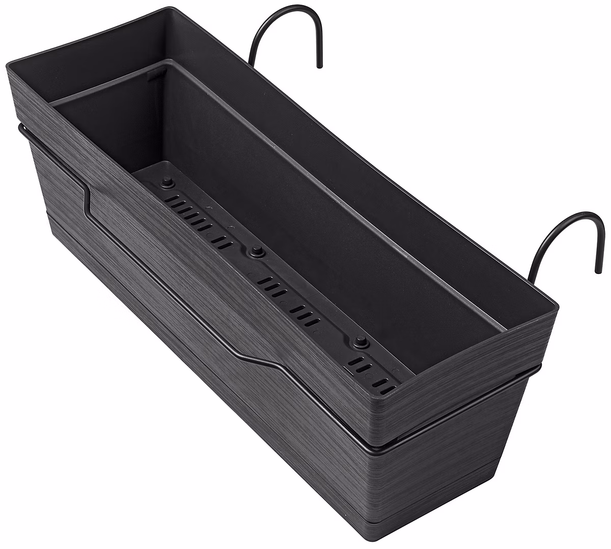 Pot de fleurs, bac, jardinière et carré potager – Jardinière à réserve d'eau + support Deroma Save R anthracite 49 x 29 x h.17.3cm