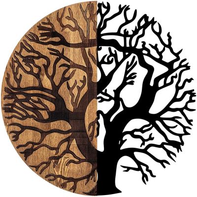 Décoration murale en métal et bois Arbre (Modèle 8)