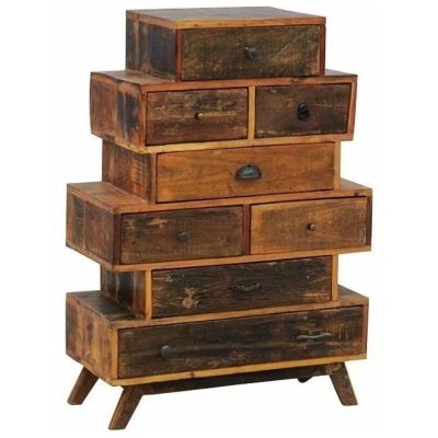 Commode 8 tiroirs en bois recyclé Zigzag