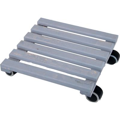 Support à roulettes en bois pour plantes d'intérieur (Carré - Gris)