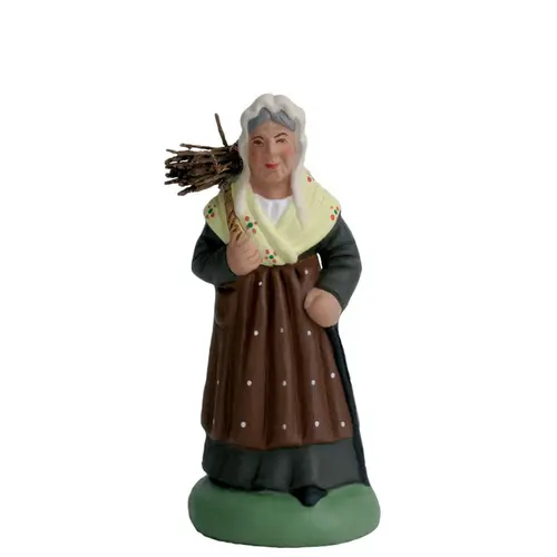 Pour mieux équiper vos extérieurs:Personnage de crèche de Noël femme au fagot Santons Escoffier - 3,4 x 3,2 x 6,9 cm