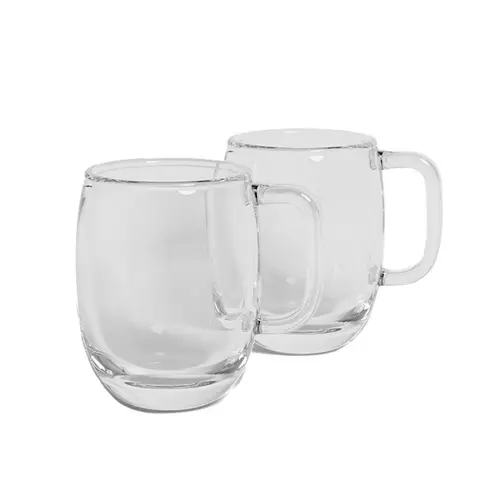 Un choix pratique pour le jardin:Duo de tasses coloris transparente en verre double paroi Horae - 350 ml