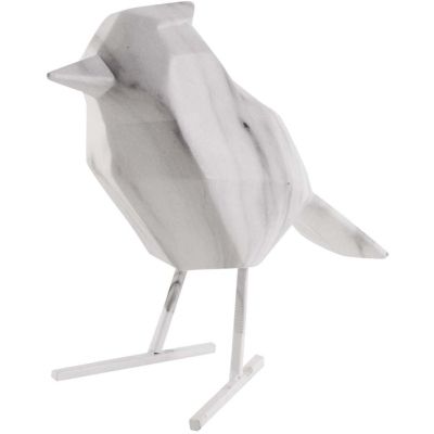 Oiseau en résine blanc effet marbre Origami (Grand modèle)