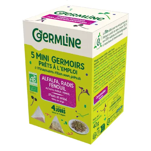Pour votre quotidien:Mini germoirs alfalfa radis fenouil en boîte Germline - 5 x 8 g