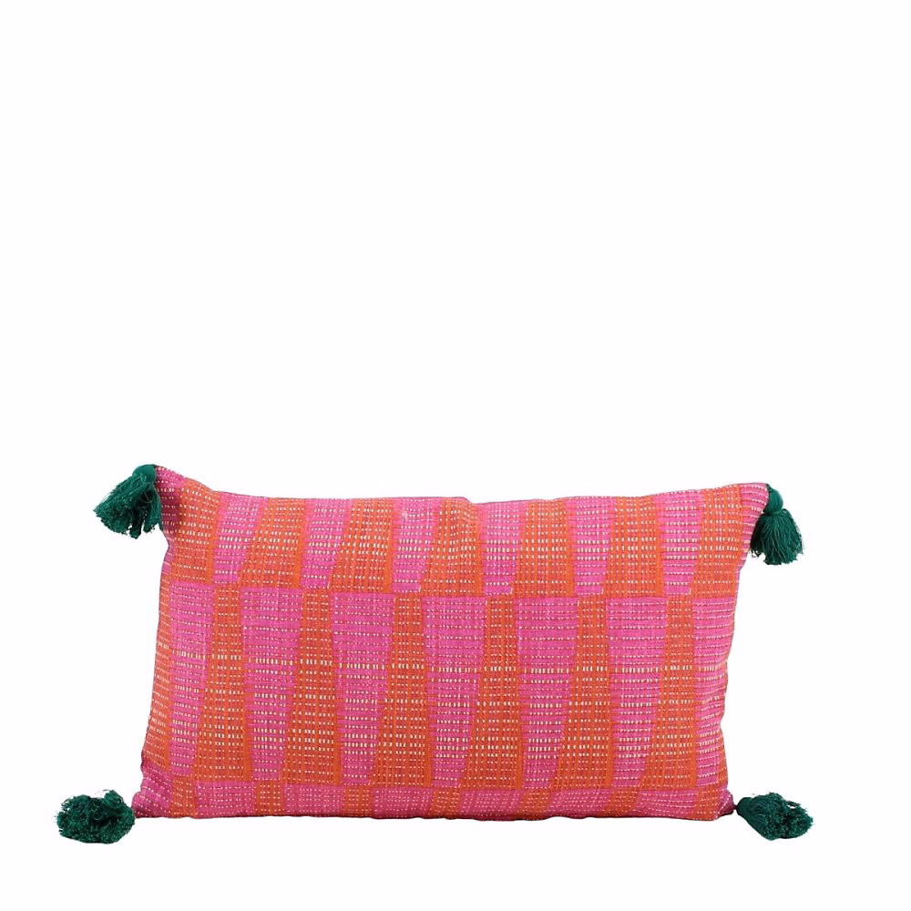 Coussin extérieur rose et orange 30 × 50cm