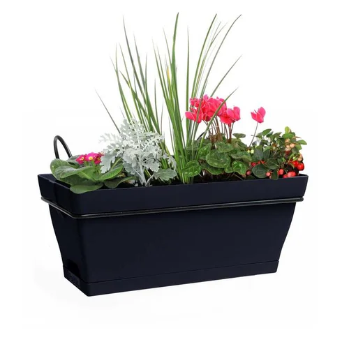 Pour vos espaces:Jardinière avec soucoupe clipsée et support en métal - Babyroméo - 28 x 16 x 10 cm