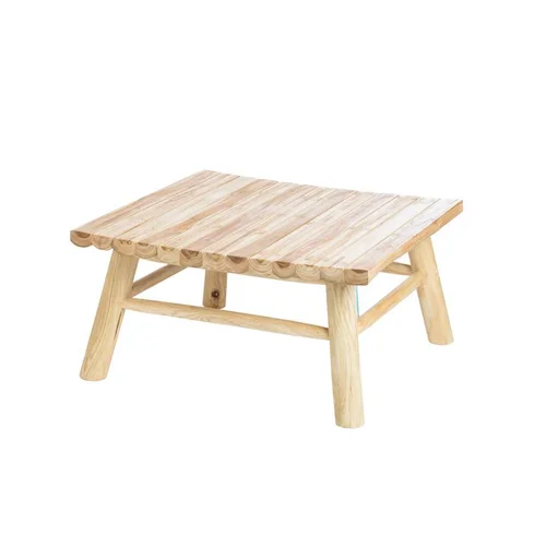 Idée extérieur：Table basse carrée coloris beige en teck - 80 x 80 x 40,5 cm