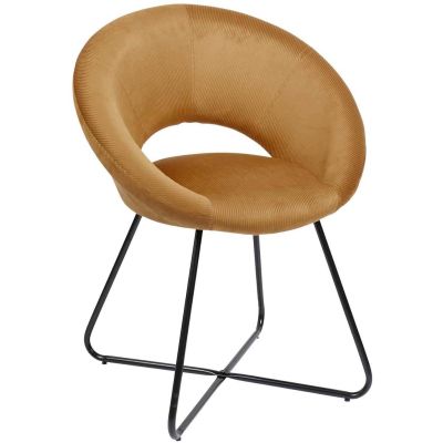 Fauteuil rond en velours cotelé Giulia (Jaune)