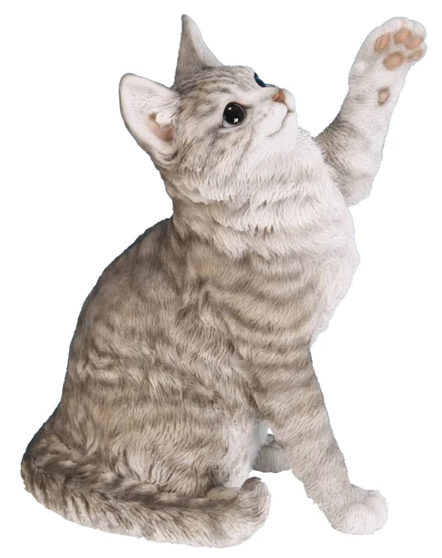 Accessoire au jardin：Figurine en résine chat gris jouant Riviera - 33 cm