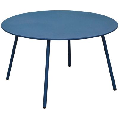 Table basse jardin ronde en acier Rio 70 cm (Bleu)