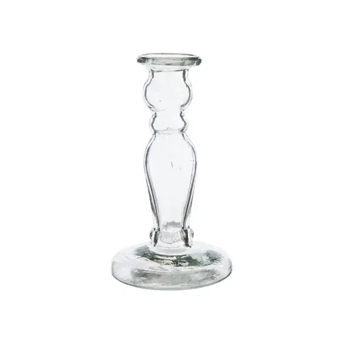 À avoir pour l’extérieur：Bougeoir soliflore en verre transparent - Ø 8,4 x H 25,5 cm