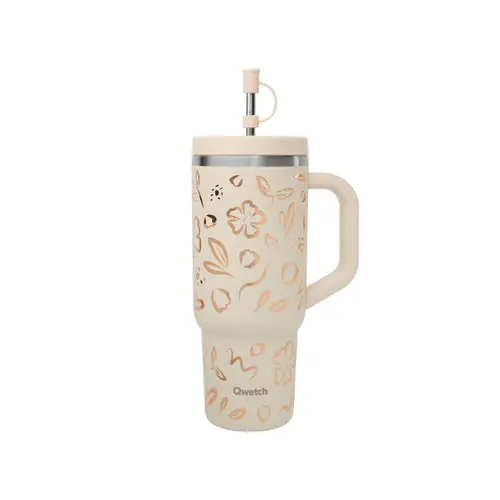 Pour un extérieur à votre image：Travel cup isotherme en inox Qwetch Moani sable - 900 ml