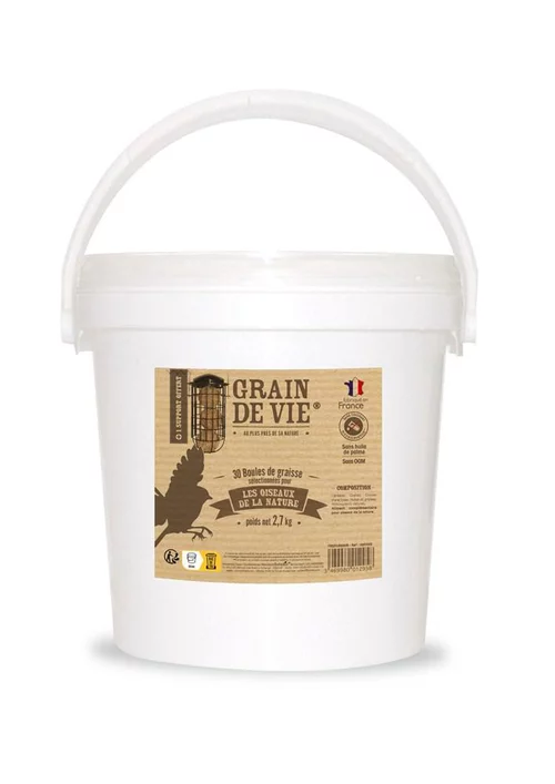 Maison & jardin:Lot de 30 boules de graisse sans filet avec distributeur Grain de Vie - 2,7 kg