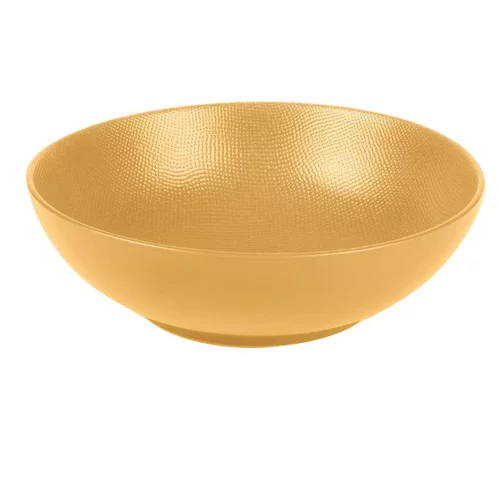 Facile pour le jardin：Assiette calotte coloris jaune en grès Vésuvio - Ø 19 cm