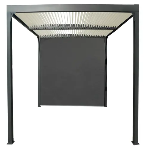 Pour organiser le jardin:Pergola bioclimatique coloris gris en aluminium - 3,6 x 3 m