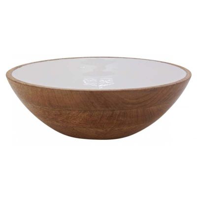Saladier en manguier et résine blanche (Diamètre 30 cm)