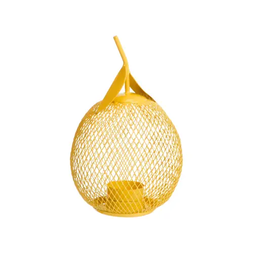 Jardin & déco：Photophore forme citron en métal jaune grillagé - Ø 10 x H 19 cm