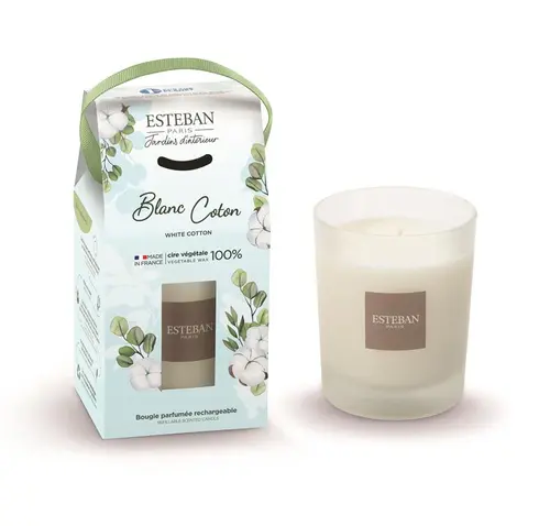 Idée utile:Bougie initiale parfumée Esteban senteur blanc coton - 180 g