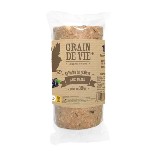 Essentiel extérieur：Cylindre de graisse aux baies pour oiseaux Grain de Vie - 350 g
