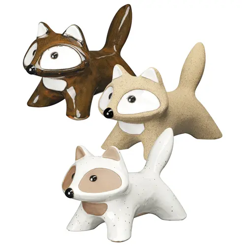 Conçu pour le jardin:Figurine décorative renard coloris marron en terre cuite émaillée - 28 x 14,5 x 1 cm