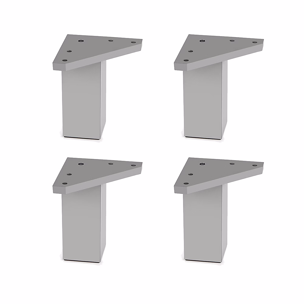 4 un. Pied carré pour meuble en résine plastique ABS ANTI-HUMIDITÉ 40 × 40mm hauteur 60mm aluminium mat