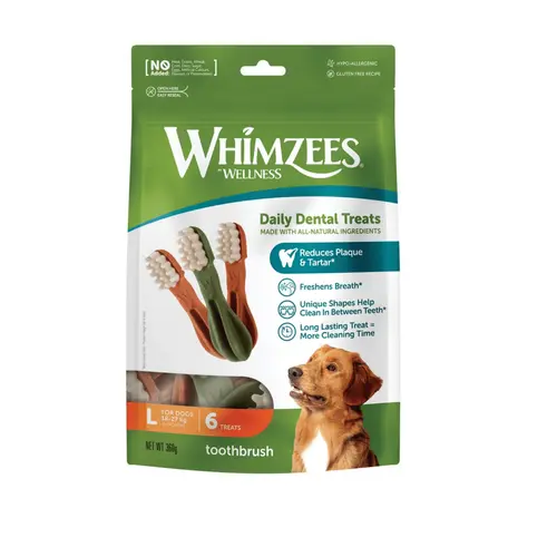 Confort pour le jardin:Brosses à dents pour chien Whimzees taille L - lot de 6