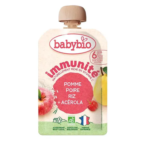 Pour tous vos projets jardin：Gourde de purée de fruits bio pomme poire riz acérola Babybio immunité - 100 g