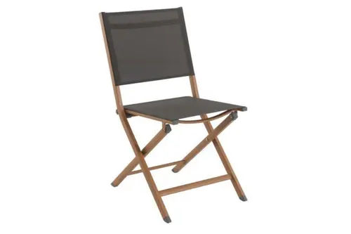 Extérieur pratique：Chaise pliante en aluminium et teck anthracite CREADOR Timo