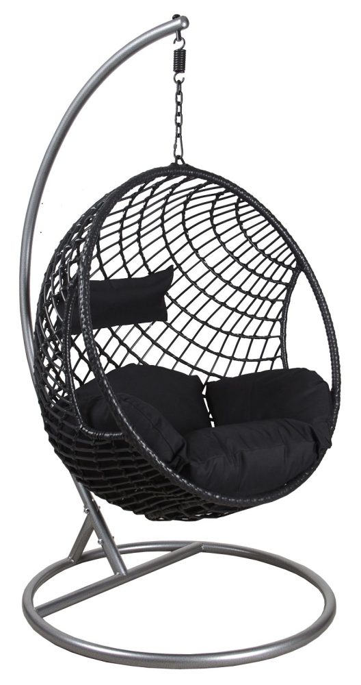 Fauteuil oeuf suspendu en polyrésine et acier
