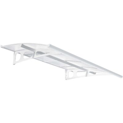 Marquise de porte en aluminium blanc et polycarbonate double paroi Bordeaux (223.5 x 139 cm)