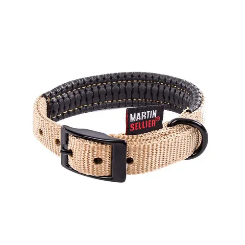 Adapté à l’extérieur：Collier droit Confort pour chien coloris beige - 2,5x65 cm