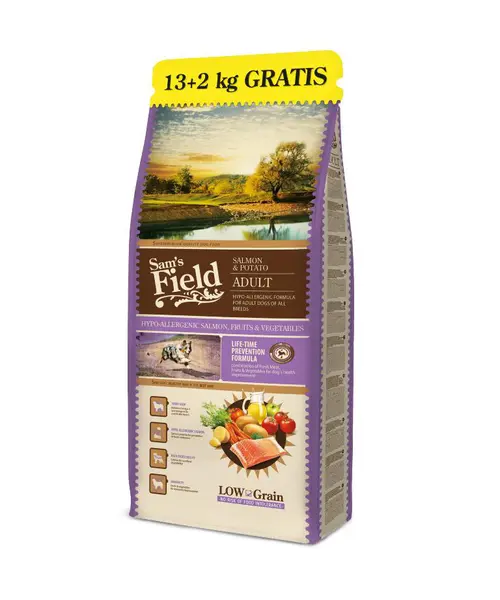 Déco jardin：Croquette pour chien au saumon Sam's Field - 13 + 2 kg
