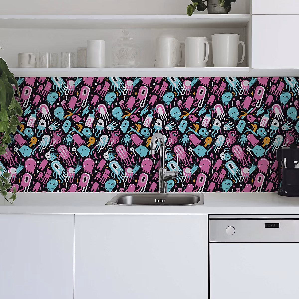 Crédence adhésive déco fun multicolore 60 × 200cm