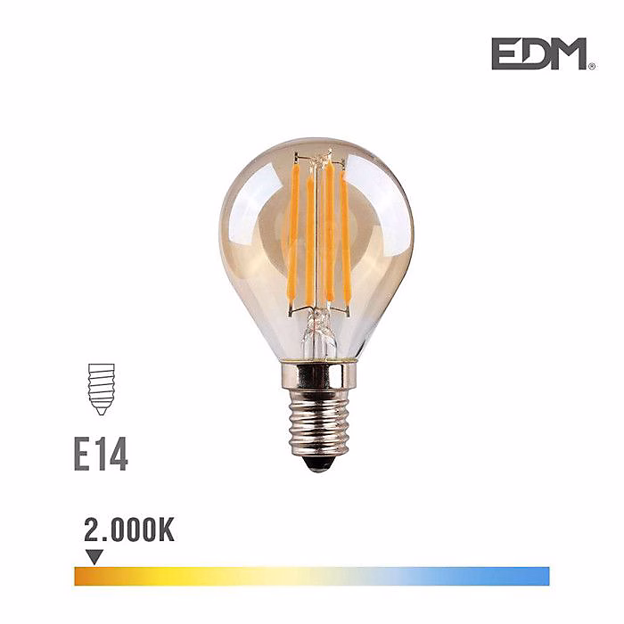 Ampoule Led VINTAGE | EDM – sphérique 4 – 5W – E14 – 350lm – 2 – 000k