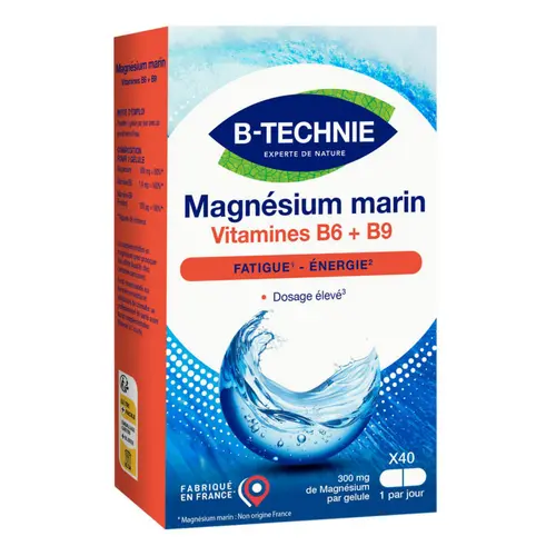 Simple au jardin:Magnésium marin vitamines B6 et B9 B-Technie - les 40 gélules végétales