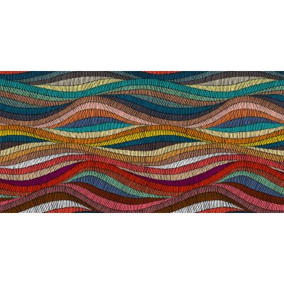 Tapis intérieur extérieur en vinyle Vagues multicolores (140 x 70 cm)