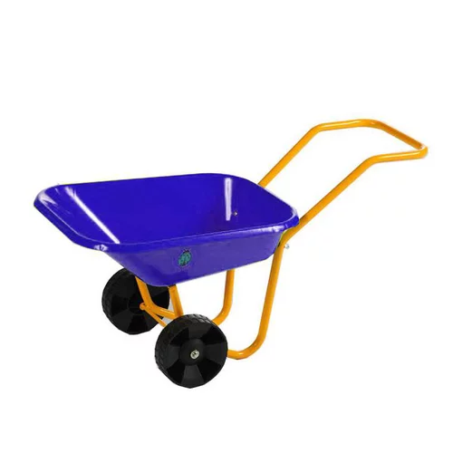 Pour votre jardin：Brouette en métal pour enfant bleue